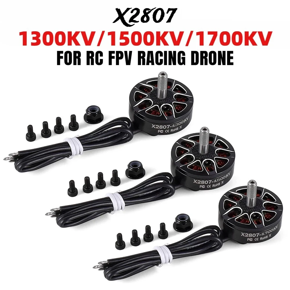 

Brushless Motor X2807 2807 1300/1500/1700KV 2-6S 4mm Bearing Shaft Motor for RC FPV Racing Drone Multicopter DIY Upgrade Parts