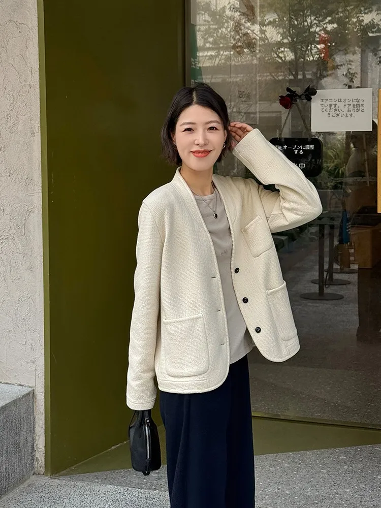 

Bebe Home Beige Loose Casual Open Cardigan Women's 2025 New Autumn Design Sensation High-End Feeling Top