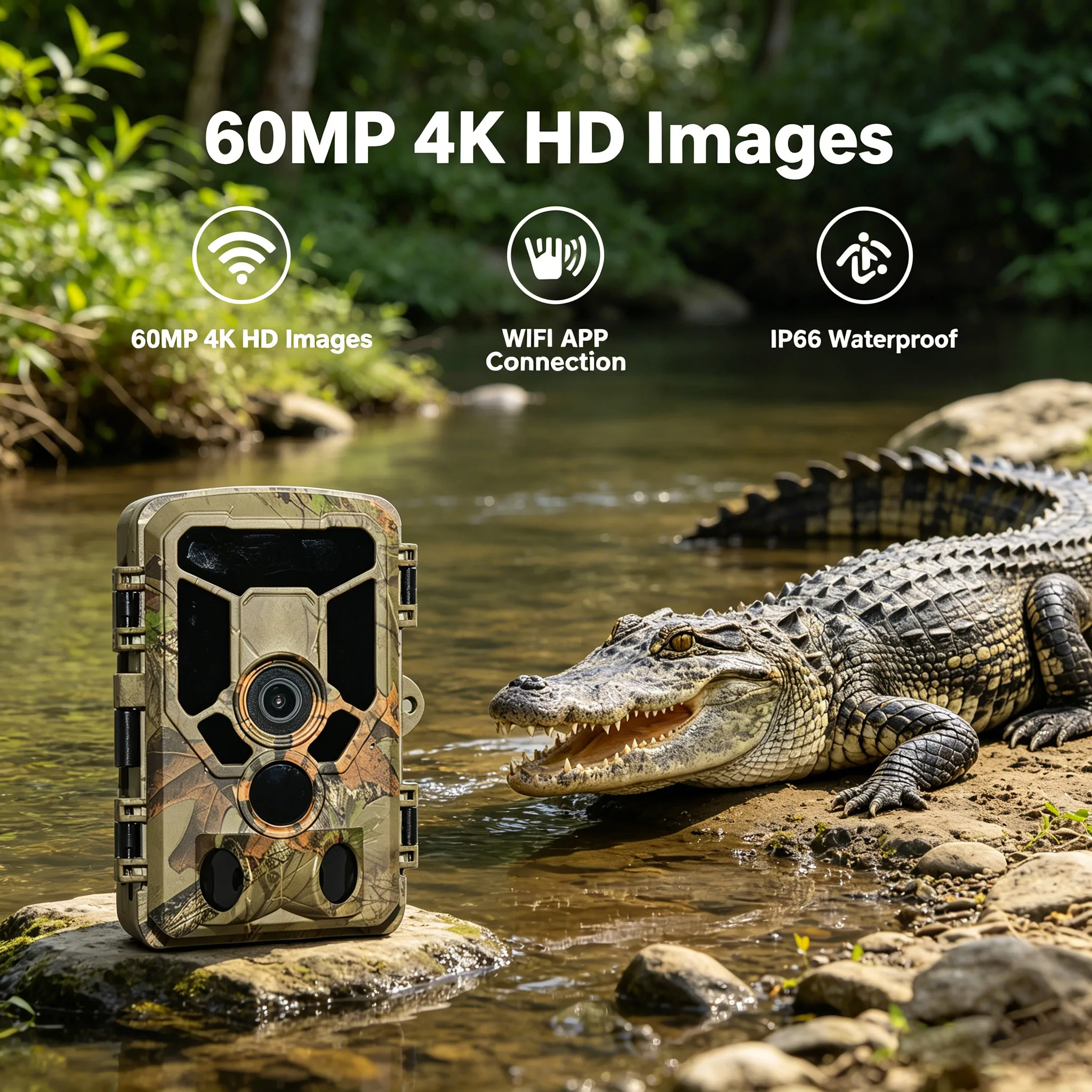 Infrared Night Vision Camera Wifi App Connection Viewing 6000W Pixels 4K High-Definition Images Ip66 Waterproof Suitable for Security Monitoring and Observing Wildlife