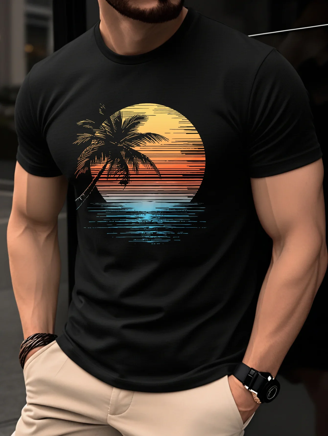 Sommermode Sport Herren T-Shirt 3D Geometrischer Druck Locker Bequem Alltagstauglich O-Ausschnitt Kurzarm Herrenbekleidung