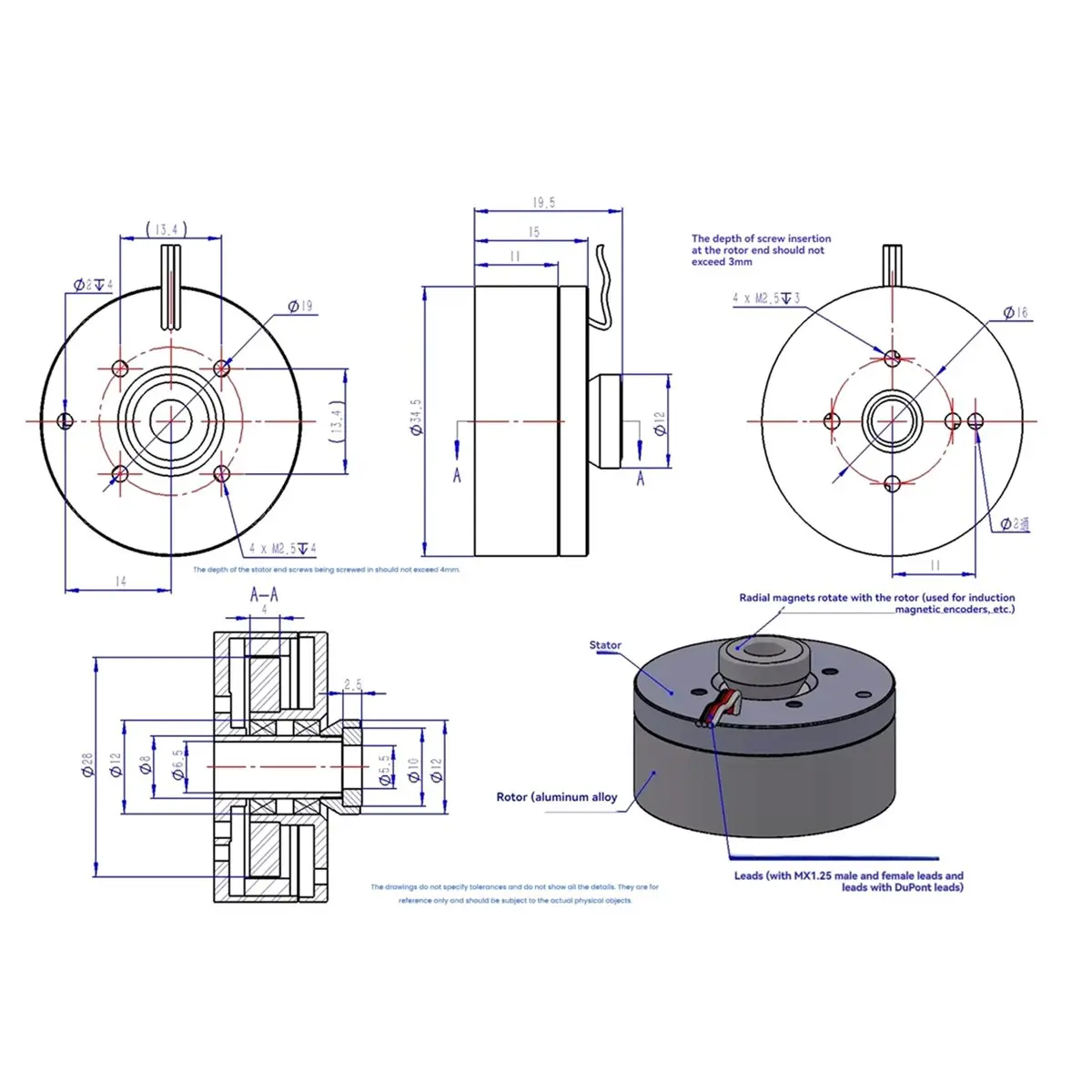 SCLS 2804 Outer Rotor BLDC Motor Kit with AS5600 Magnetic Encoder SimpleFOCmini Driver Board, Magnet Hollow