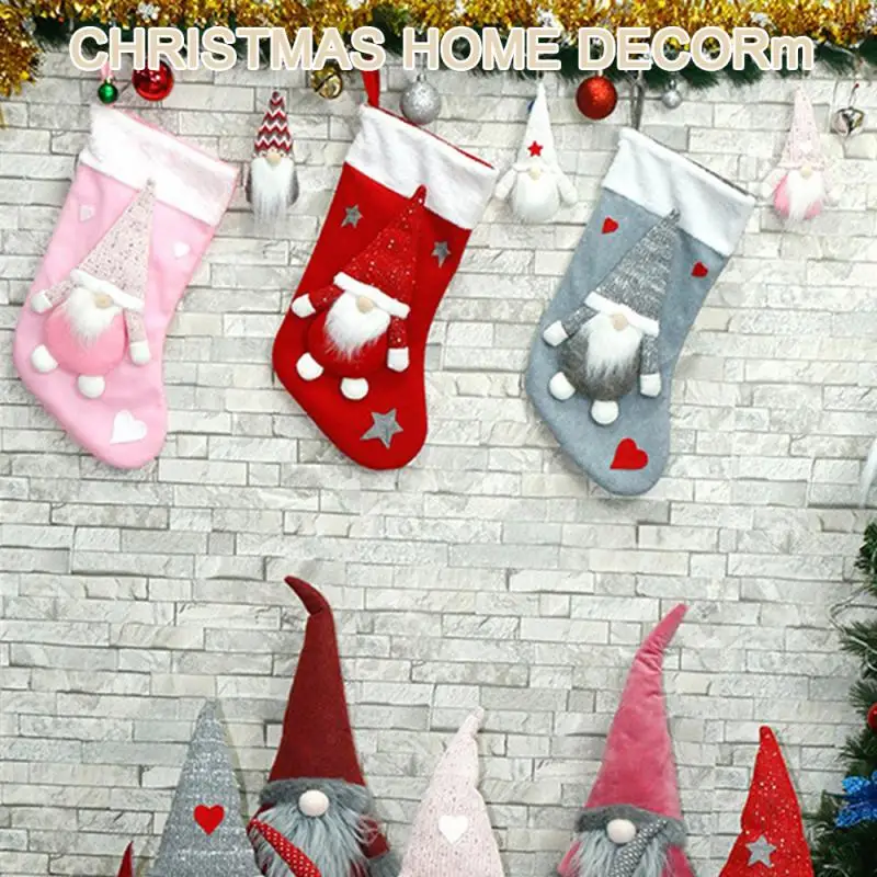 Santa Stockings Unique Holiday Decoration Christmas Santa Claus Faceless Doll Christmas Socks Highly Sought After Decoration