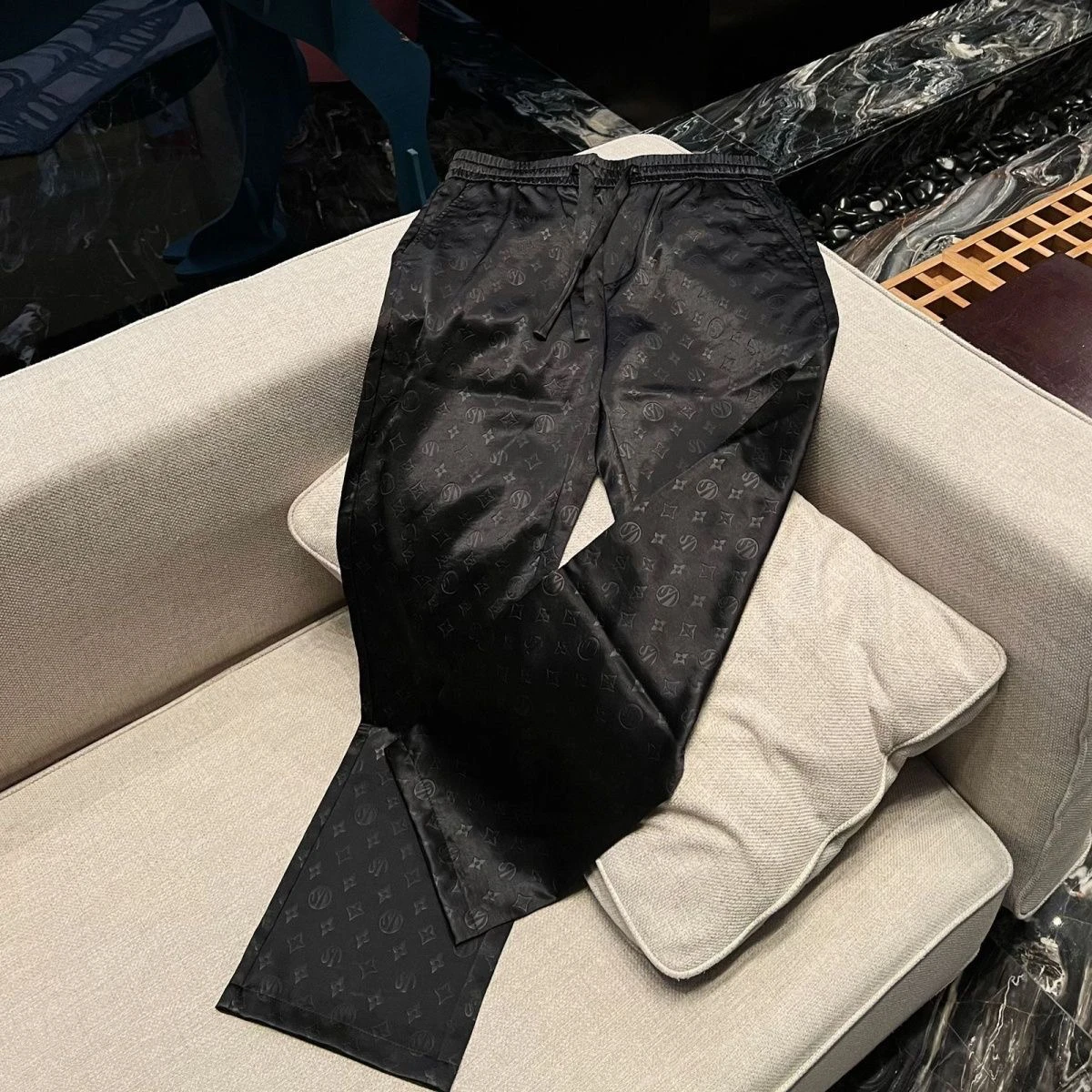 

Лето 2023, мужские повседневные свободные прямые брюки из ацетата, тонкие модные длинные брюки с высокой талией, эластичная талия