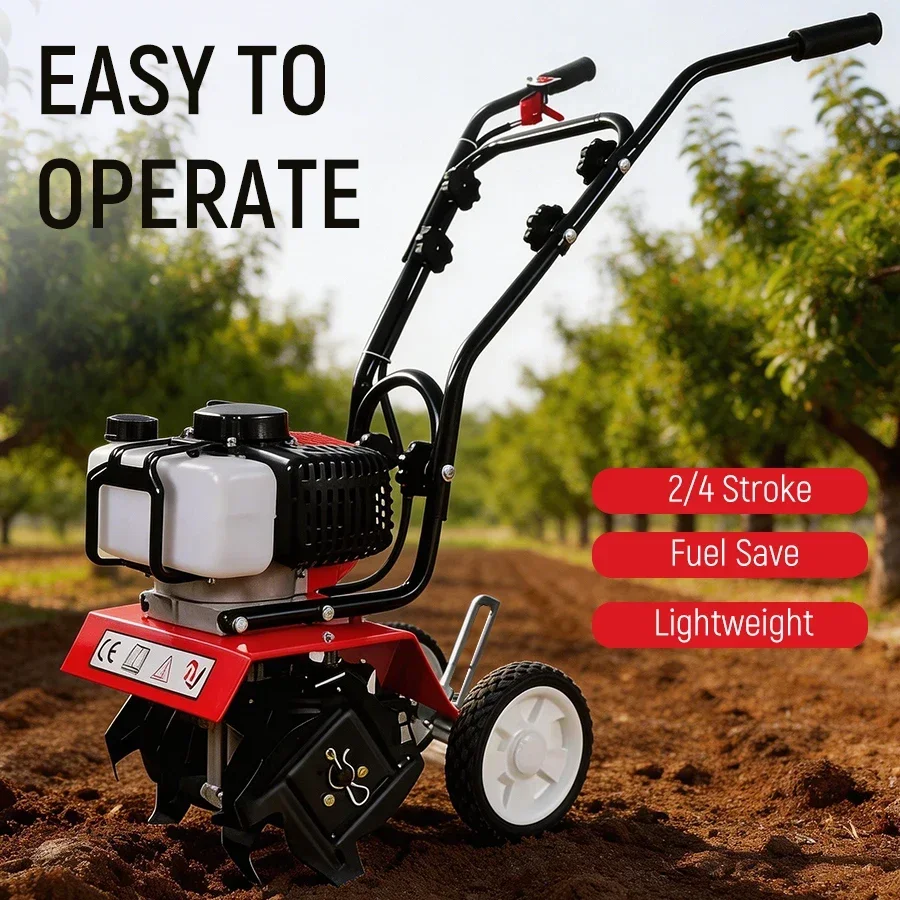

Powerful Gas Garden Tiller Cultivator Small Garden Tiller Lightweight Soil Tilling Tool for Home & Farm Yard Work Tool