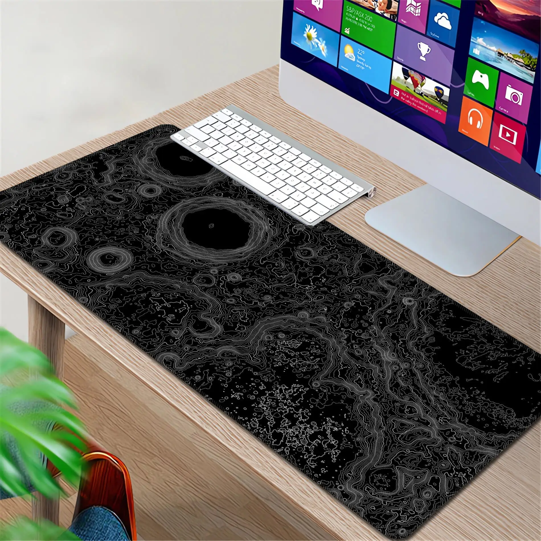 Moon Relief, XXL Celestial Mouse Pad, Topographic Map of The Moon, Keyboard Game Table Mat, Perfect Gift for Astronomers