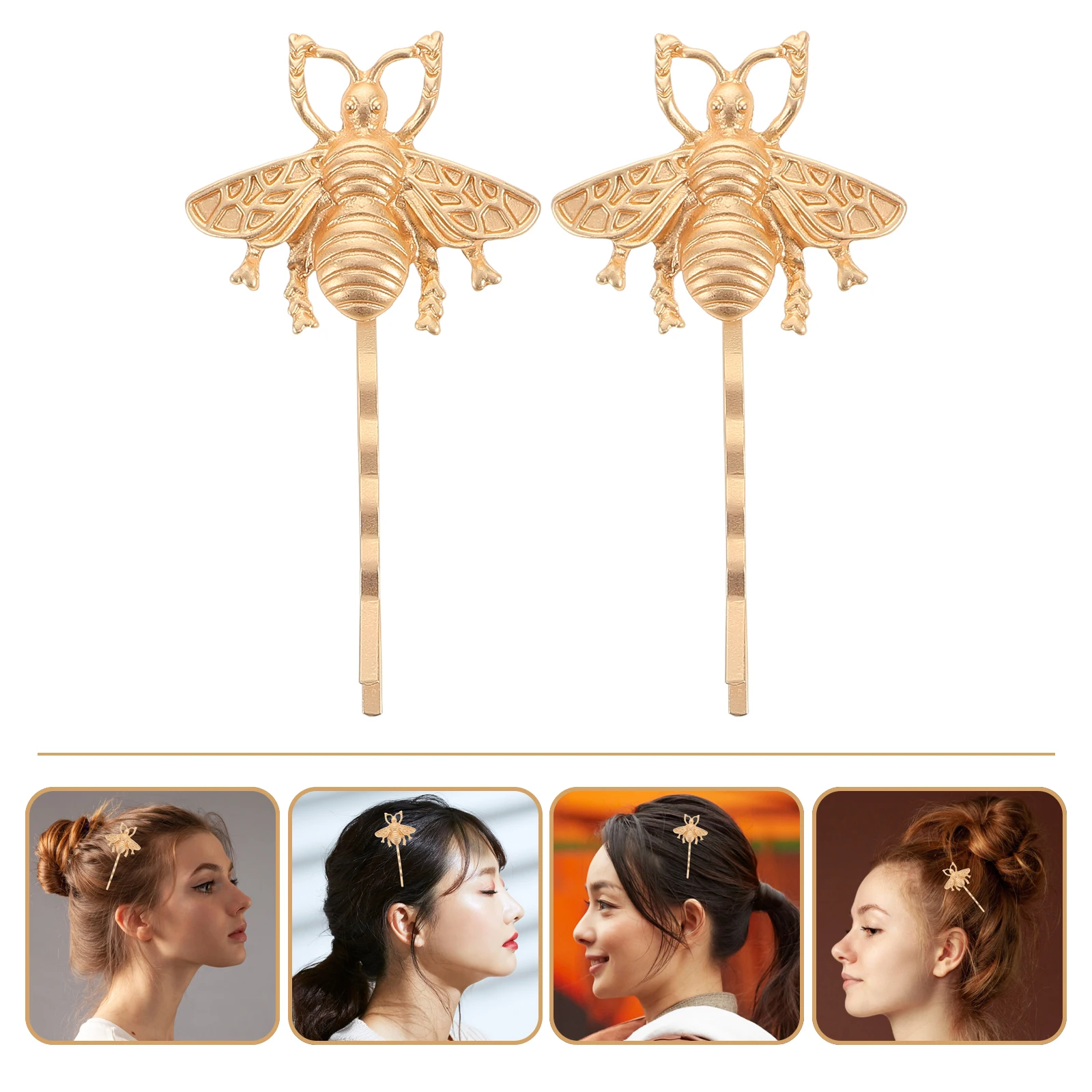 

4pcs Adorable Bee Clips Cute Animal Hairpin Set Women Girls Metal Hairclip Small Hair Clamps Durable Zinc Alloy Barrettes For