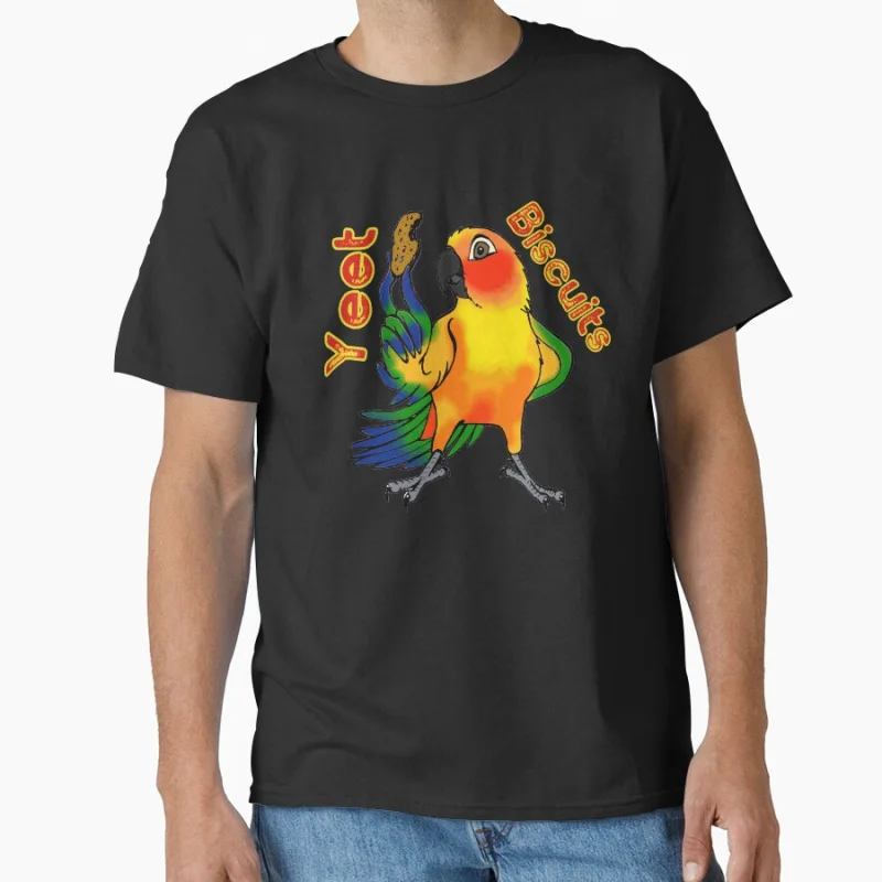 

Yeet Biscuits Sun Conure Cute Pet bird lover Gift T shirt for man Large size Tops Funny parrot Graphic Printed clothes