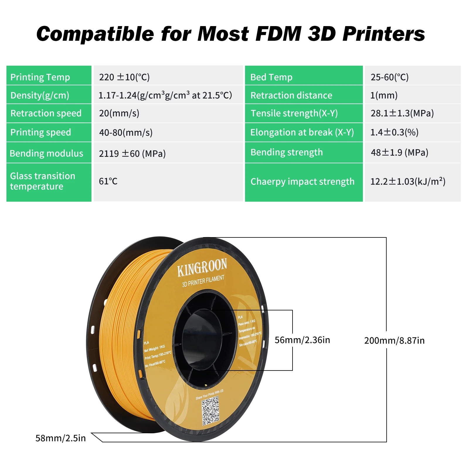 Imagem -06 - Filamento Alaranjado do Pla para a Impressora 3d do Fdm Nenhum Filamento da Ferida da Bolha Precisão Dimensional Mais 0.03 mm 1kg12kg 1.75 mm