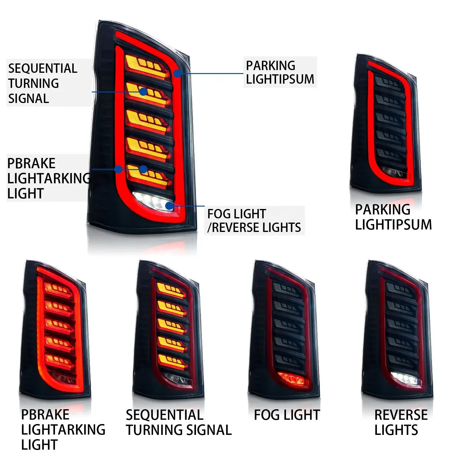 Car Modified Led Lamp Tail Light For Benz Vito V250 V260 W447 2014 - 2020 Rear Lamp With Sequential Turn Signal Accessory