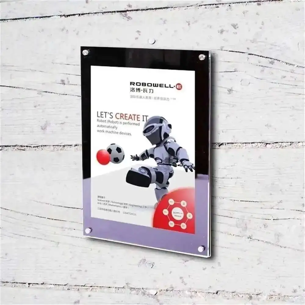 A4 Wall Foating Poster Frame Shop Price Card Tag Display Acrylic Advertising Sigange Picture Frame Wall Amount Photo Frame Rack