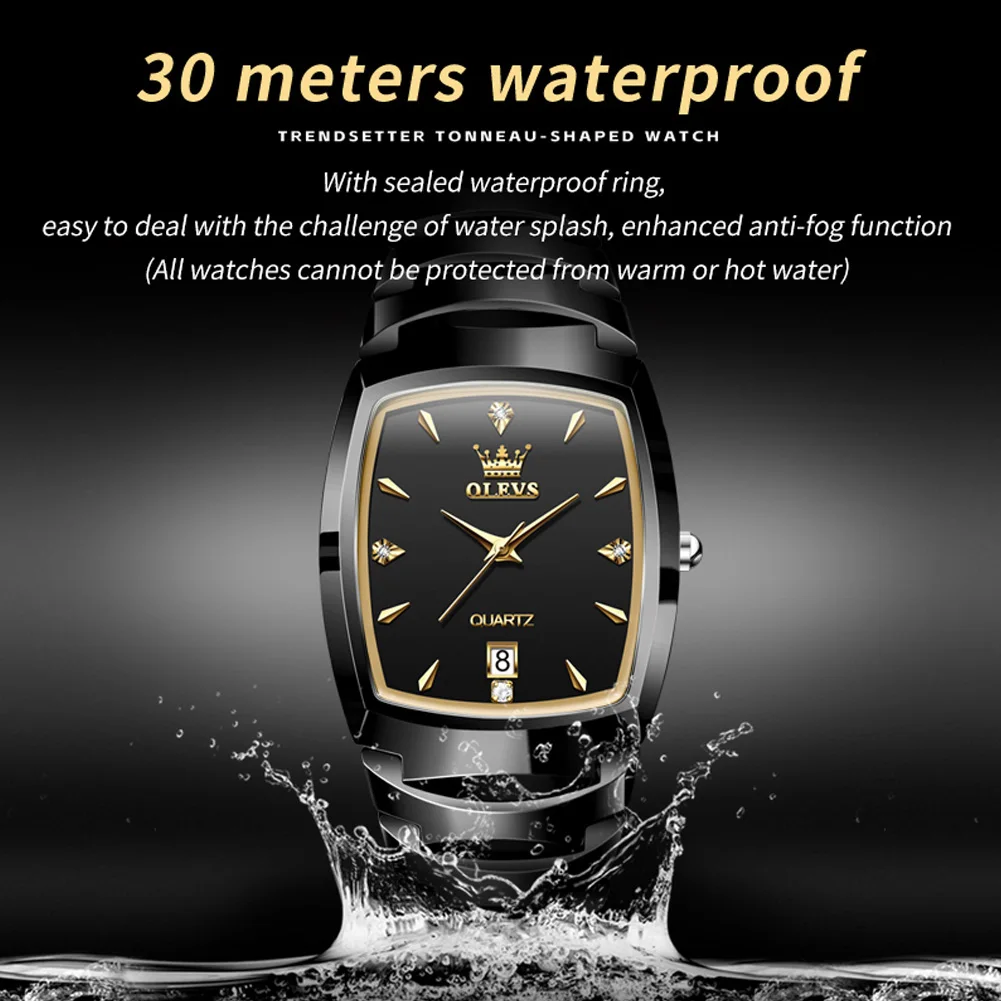 OLEVS 7006 ساعات رجالية العلامة التجارية الفاخرة الأصلية ساعة كوارتز للرجل مقاوم للماء التنغستن الصلب حزام مضيئة تاريخ Reloj