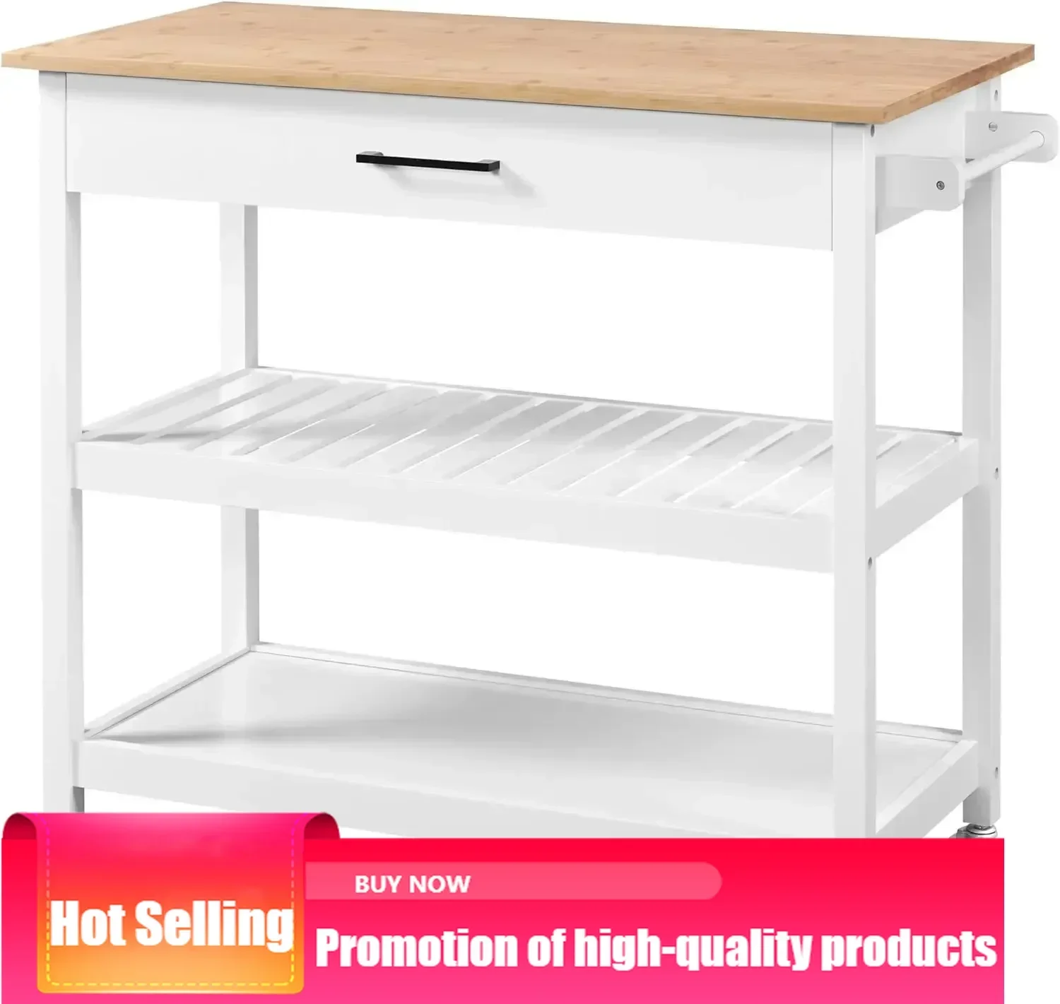 

BestsellerBestsellerBestsellerCurated Living 40" Width Kitchen Island Cart on Wheels, 3 Tiers Rolling Utility Cart with Solid Wo