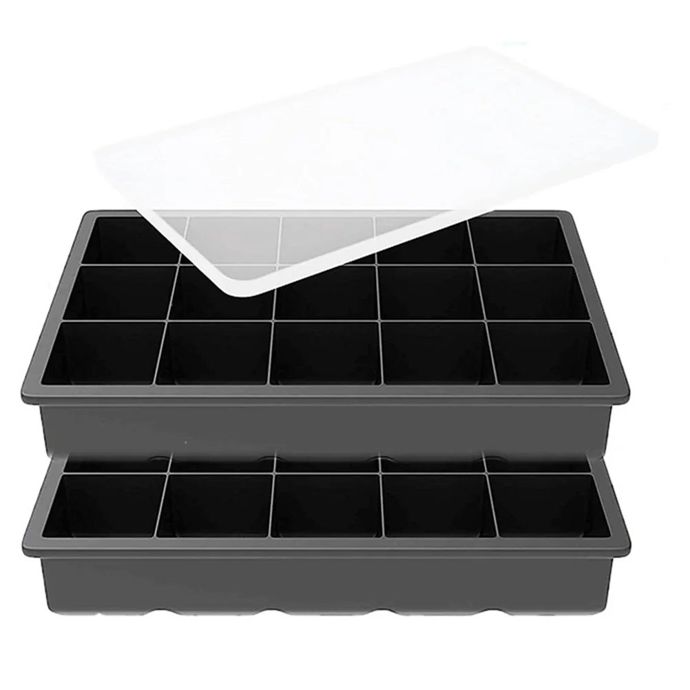 

2pcs Ice Cube Trays Silicone Large Capacity Freezer Mold For Whiskey Cocktails Juice Ice Making Ideal Parties Bars Home Kitchen