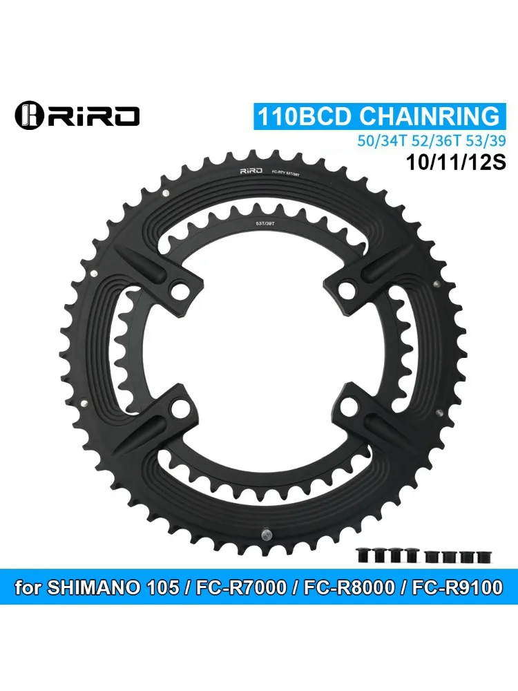 AliExpress riro RIRO 110BCD Bike Chainwheel for Shimano R7000 R8000 R9100 50/34T 52/36T 53/39T Bicycle Chainring with 4-Bolts Cycling Bike Parts