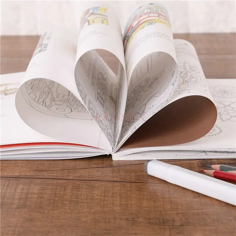 1book Travel coloring book, adult coloring drawing, adult stress relieving drawing book, children's graffiti album book