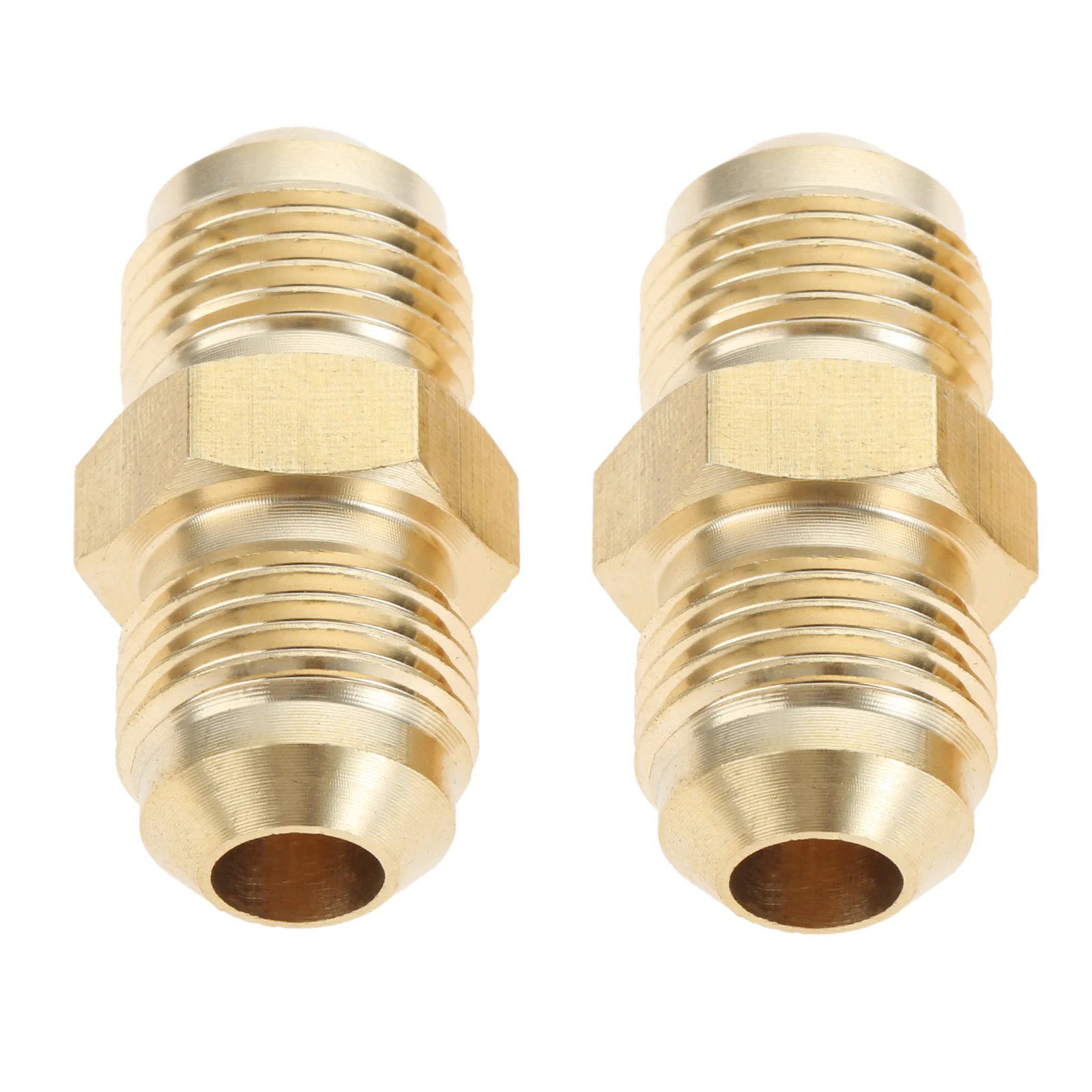 

2Pcs Propane BBQ Grill 3/8" Male Flare x 3/8" Male Flare Thread,Union Connector Adapter Brass Tube Coupler Pipe Flare Fittings