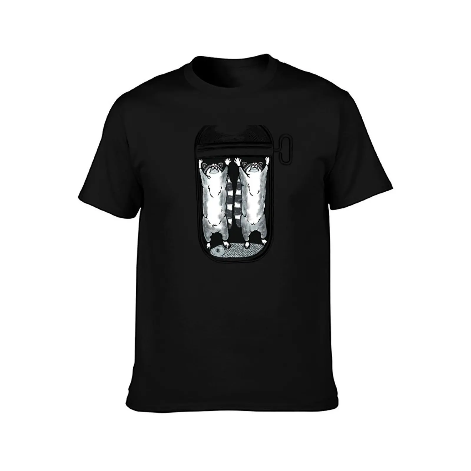 Raccoon Trash can pandas in a sardine tin T-Shirt Casual All Match Short Sleeve T-Shirt
