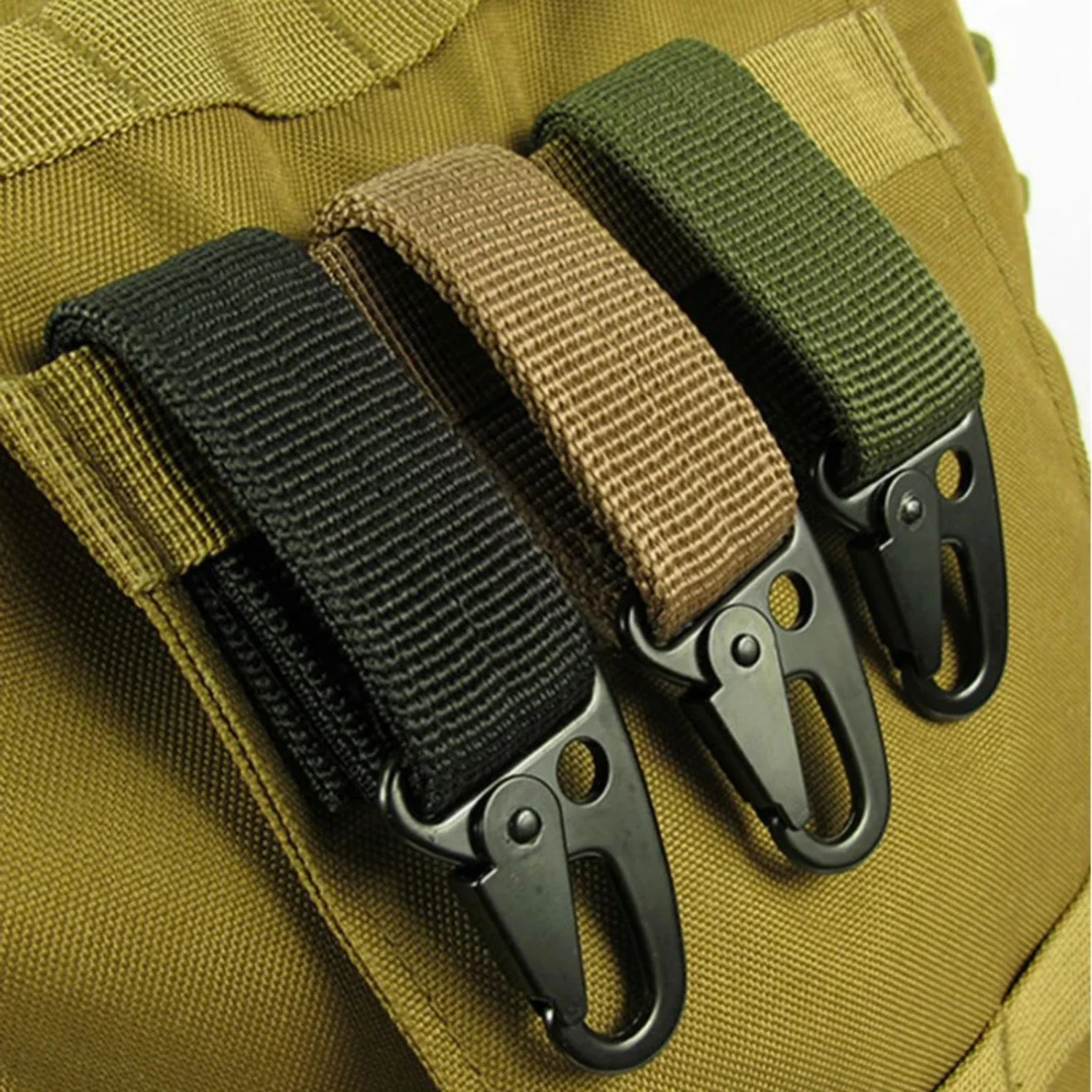 

High Strength, Reliable, and Durable Essential Camping and Hiking Gear - 1PC Nylon Carabiner Key Hook with MOLLE Webbing Buckle