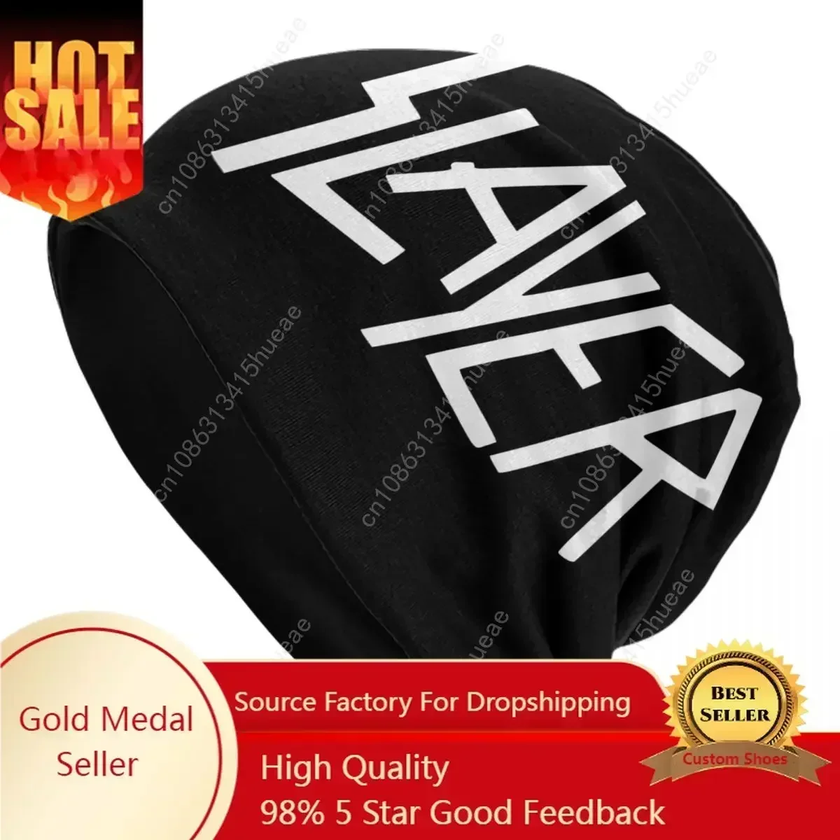 Rock Slayers Letter Logo Beanies Caps Men Women Unisex Street Winter Warm Knit Hat Adult Heavy Metal Bonnet Hats