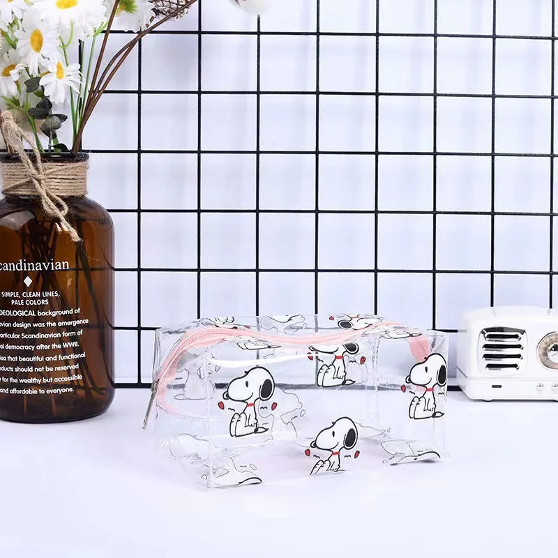 Snoopy Outdoor Girl Makeup Bag donna necessaria borsa cosmetica trasparente Organizer da viaggio Cartoon Fashion Small Toiletry Pouch