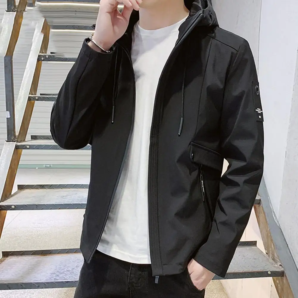

Men Jacket Hooded Windproof Men's Winter Coat with Zipper Placket Pockets Stylish Outwear for Autumn Winter Men Jacket Coat