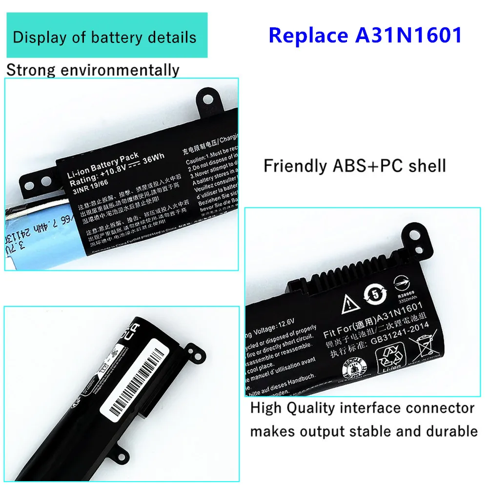 

3ICR19/66 Laptop Battery for ASUS VivoBook F541UA R541UV R541UA X541SA X541SC R541UJ X541U X541U X541UA X541UV A31N1601