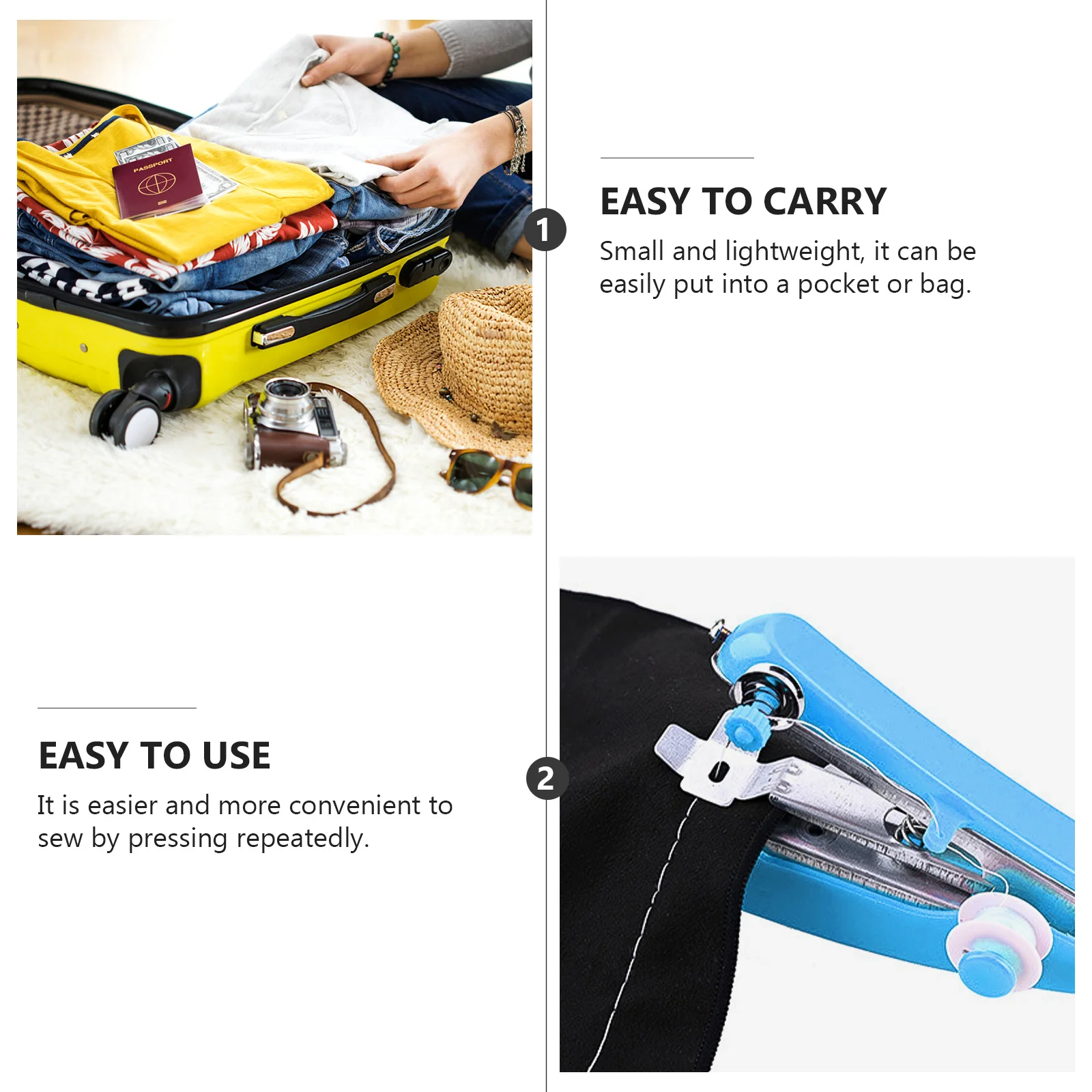 

2pcs Portable Mini Sewing Machine Compact Handheld Stitch Tool For Fabrics Silk Wool Curtains Diy Crafting Household Travel Use