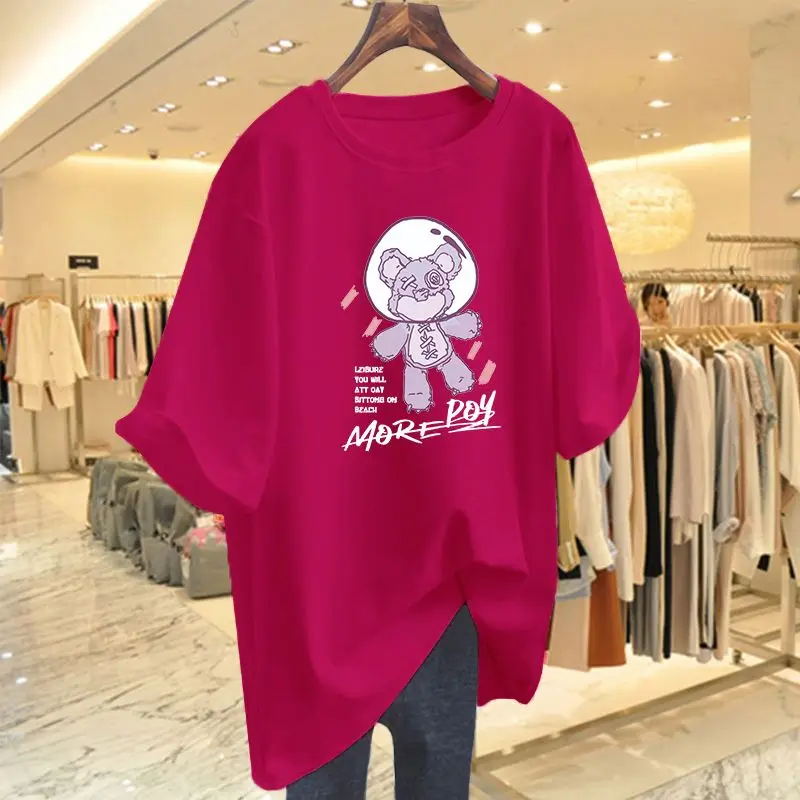 Women's Clothing Vintage All-match Hand-drawn Print T-shirts Summer Casual Loose O-neck Short Sleeve Top Tee Lady Y2k Pullovers