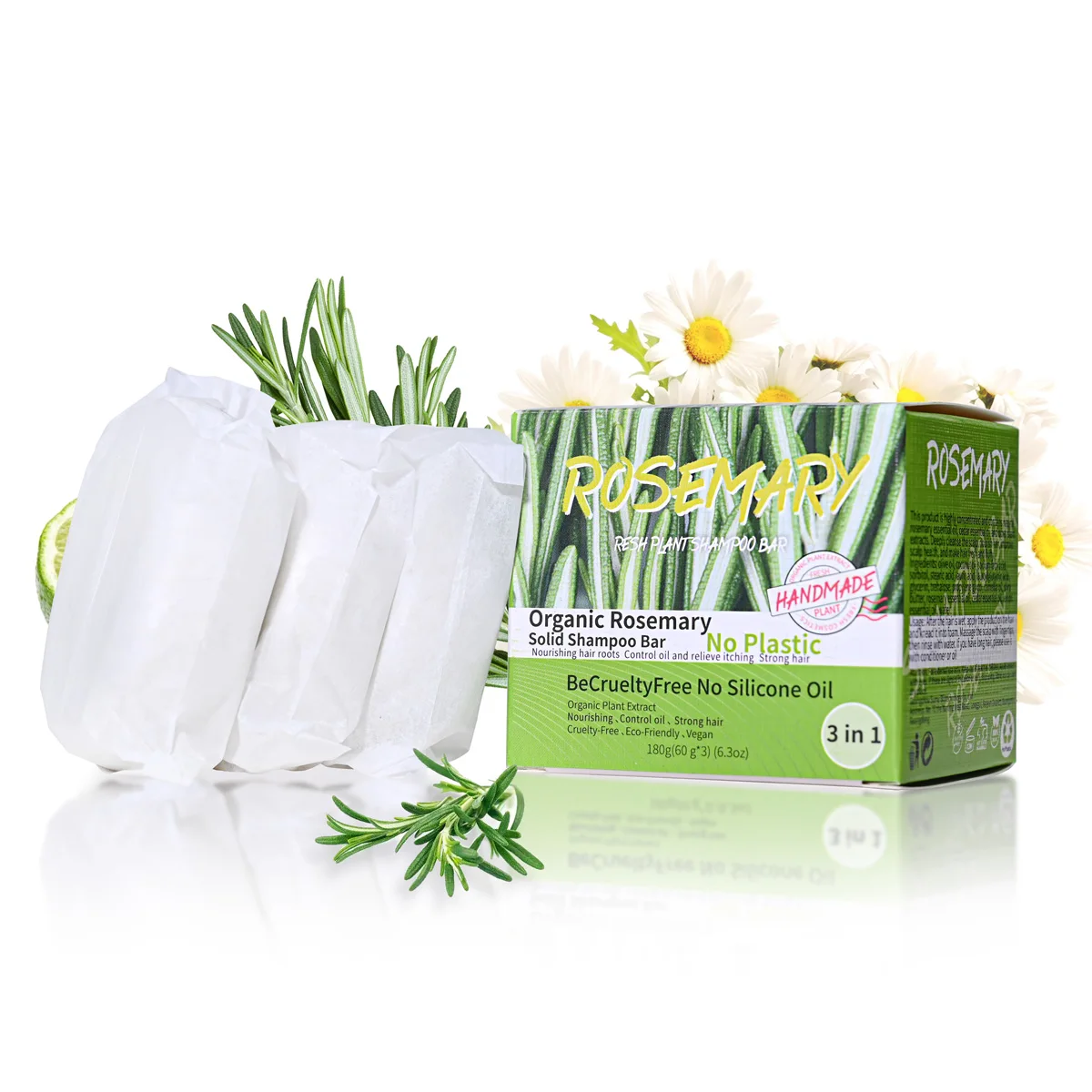 

3pcs/box Rosemary Essential Oil Shampoo Gently And Deeply Clean And Essence Extracted From Plants Can Moisturize Hair And Sc