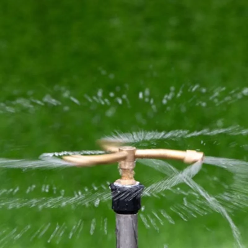 Automatic 360 Degree Rotating Copper Sprinkler Head 4-Point Lawn Garden Watering System with Fog Feature Pure 4-Fork Design