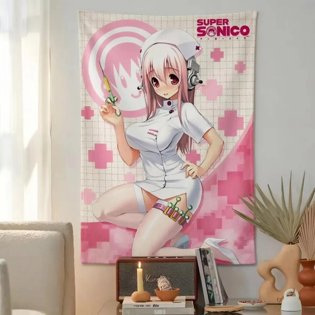 1 Stück S-Super S-Sonico Krankenschwester-Uniform-Wandteppich, geeignet für die Dekoration von Schlafzimmern, Wohnzimmern oder Studentenwohnheimen, ein perfektes Geschenk für Freunde.