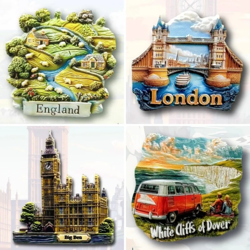 Great Britain Fridge Stickers Tower Bridge England Souvenirs The White Cliffs of Dover Wales Brecon Beacons Fridge Magnets