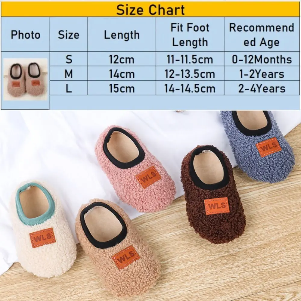 Fashion Warm Slippers Anti-slip Shoes Floor Sock Cute Cartoon Soft Toddler Shoes Winter