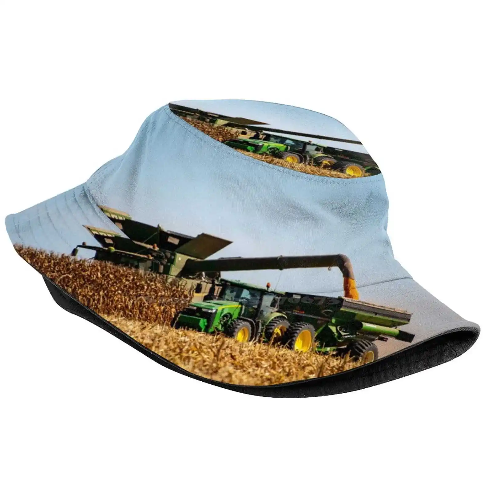 Corn Harvest Sun Cap Fisherman Hat Bucket Hats Corn Harvest Farming Mississippi Macon Farmers Combine John Green Rustic Fall