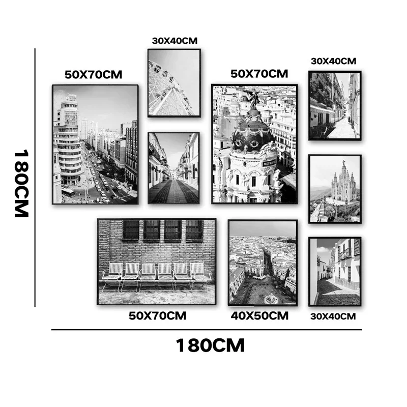Madrid Spain Wall Art Poster Street Scenery Canvas Paintings on The Wall Posters and Prints for Living Room Home Decor Pictures