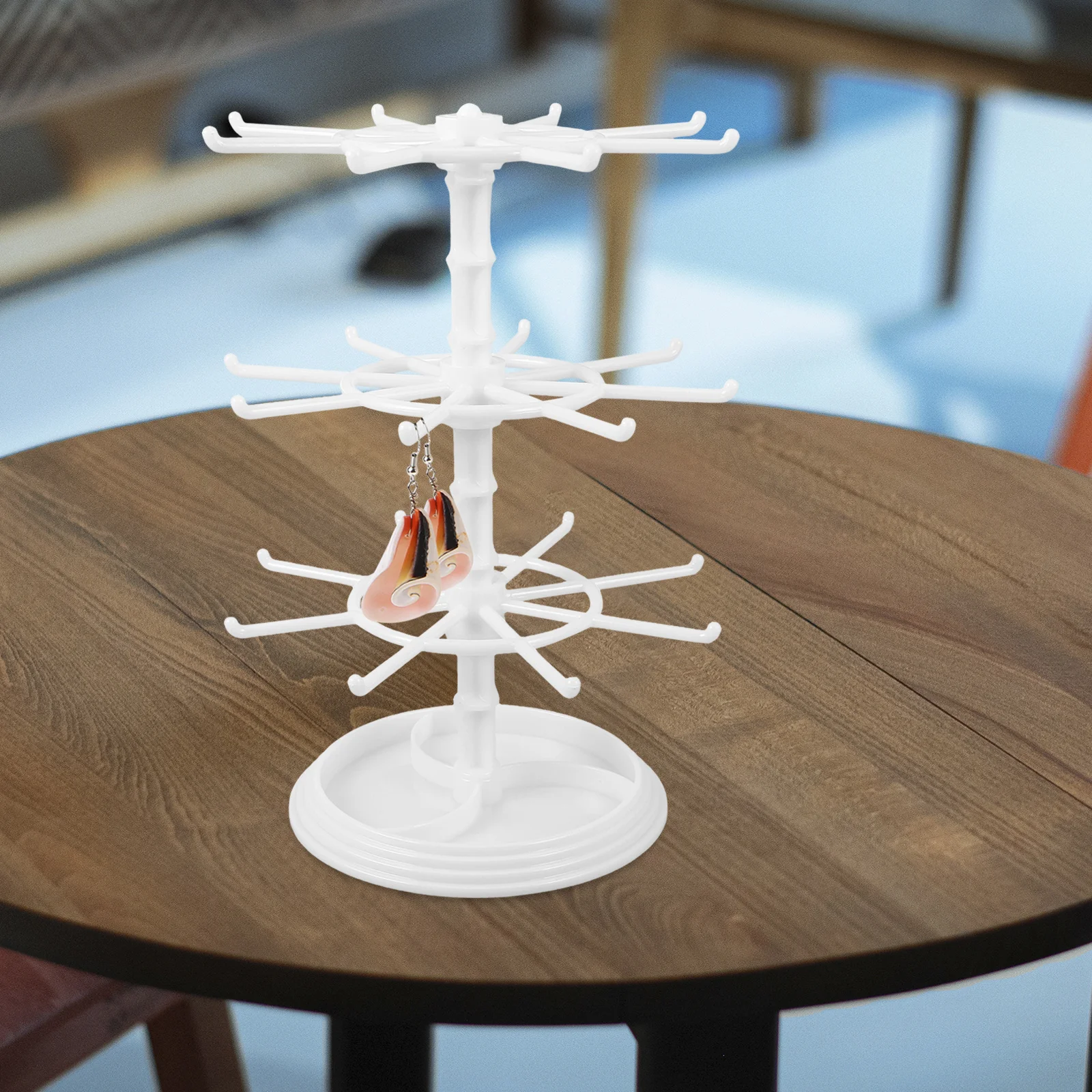 

Вращающийся органайзер для ювелирных изделий, многослойный держатель для сережек, ожерелье, браслет, подставка для хранения ювелирных изделий, стеллаж для туалетного столика