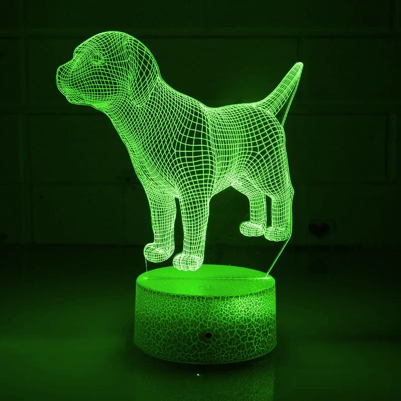 NighdnCute Dog 3D Illusion LED Night Light 7 Color Changing Touch Control USB Desk Lamp Kids Bedroom Decor Pet Lover Gift
