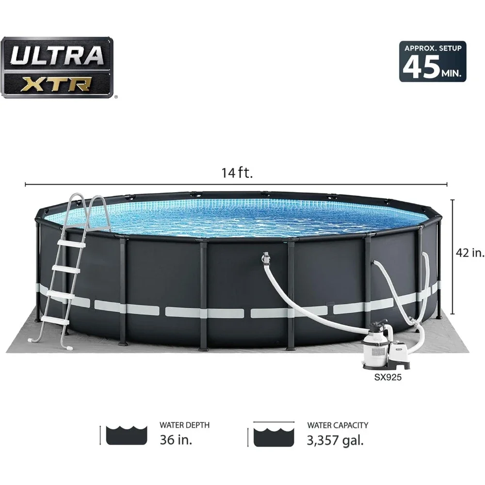 Above-Ground Swimming Pool Set, Ultra XTR 14ft x 42in with Sand Filter Pump & Ladder