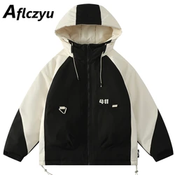 Patchwork Parkas Men Winter Thick Jacket Coat Fashion Casual Hooded Parkas Male Loose Windbreak Jacket