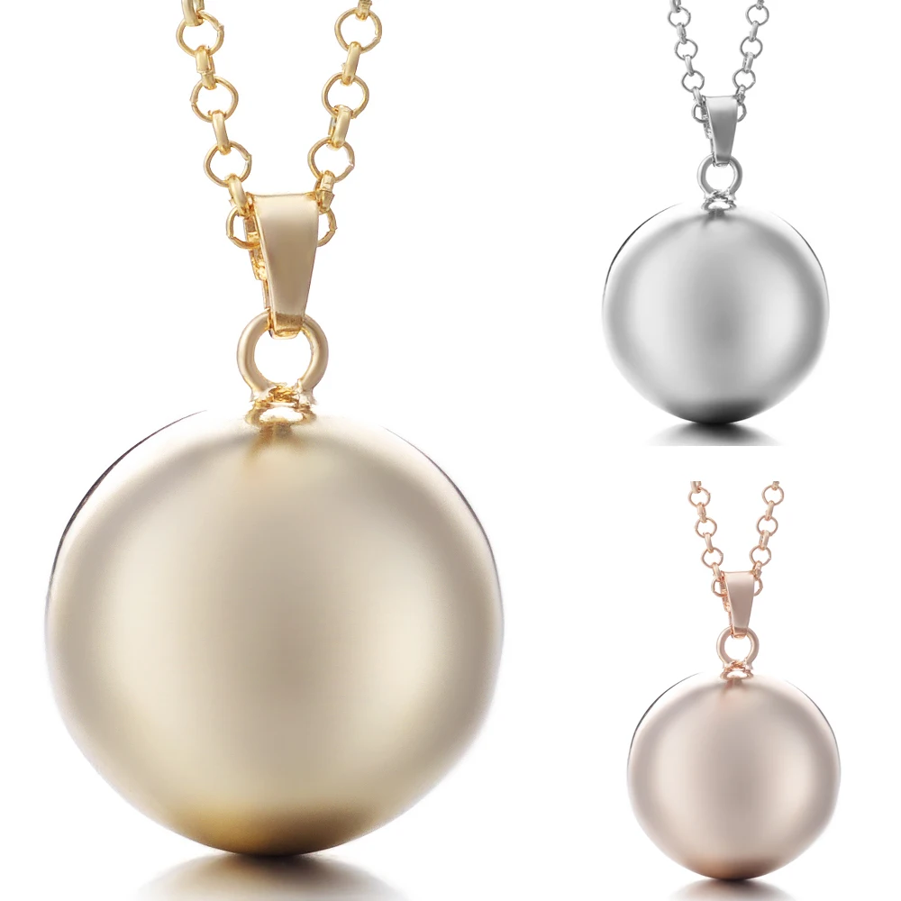 Angel Necklace for Women Mirror Bola Floating Pendant Jewelry 80cm Stainless Steel Chain Angel Wing Pregnancy Ball Necklace Gift