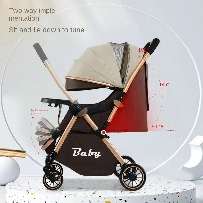 Lightweight Baby Stroller High Landscape Newborn Two-way Swivel Seat Foldable Four-wheel Shock Absorption Travel Stroller