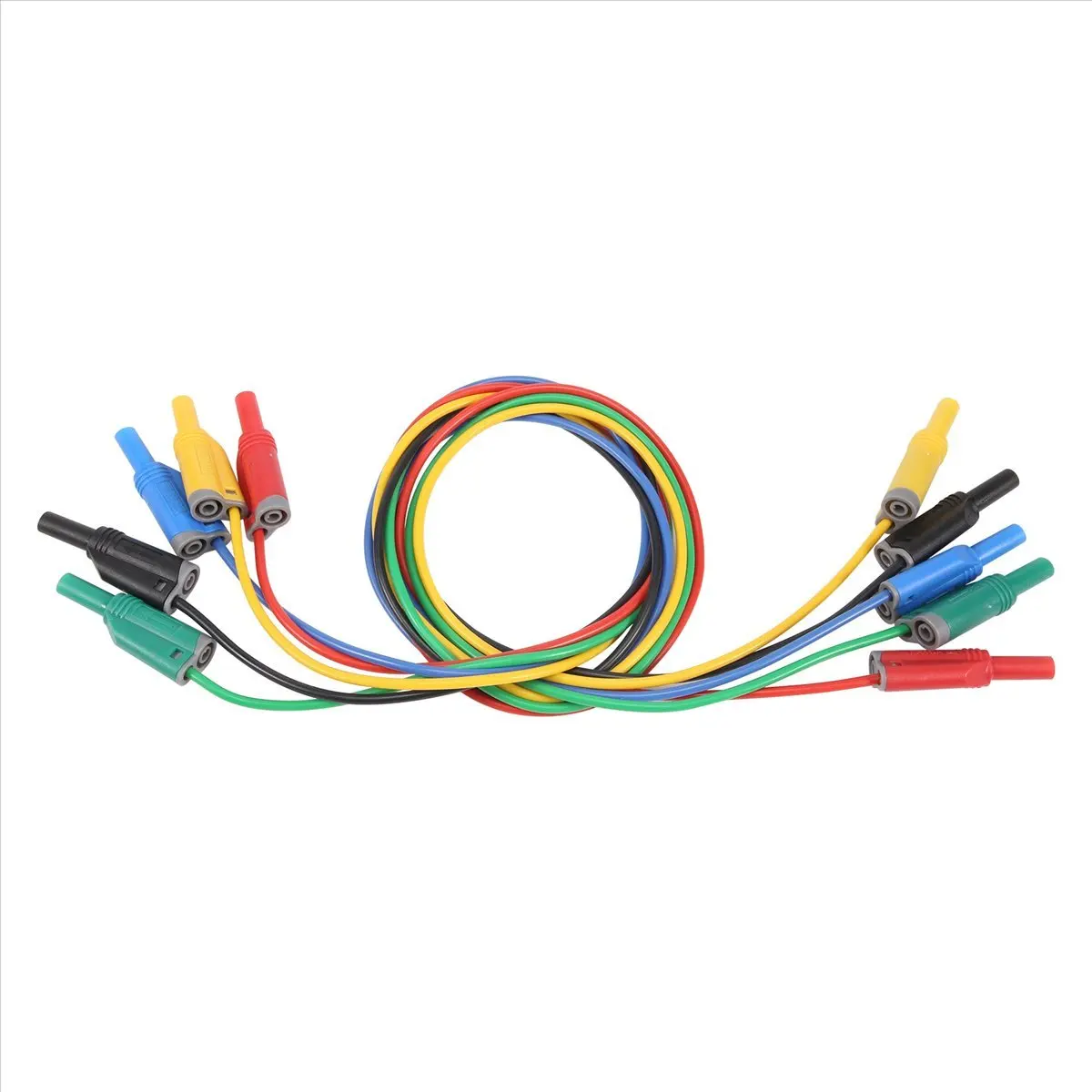 [T28C] 5PCS Banana Plug Silicone Test Leads 4mm Fully Insulated Safety Shrouded Stackable Banana Plug Soft Cable