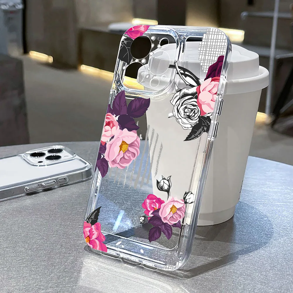 

Retro Purple Flowers Phone Case For Samsung Galaxy S25 S24 S23 Ultra S22 S21 Plus FE A16 A15 A55 A54 A53 A35 Note 20 Ultra Cover