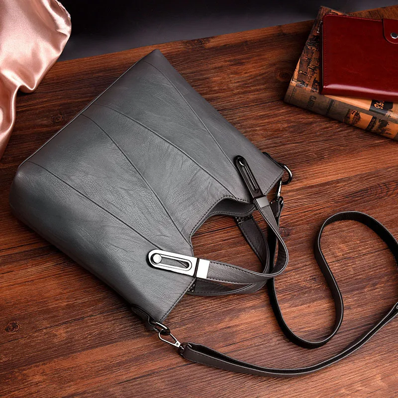 Leisure Large Capacity Solid Color Large Capacity Single Shoulder Crossbody Handbag Tote Bag for Middle-Aged Women