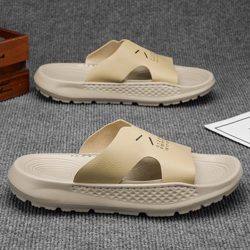 

Mens Thick Footbed Slide Slippers Flexible Rubber Outsole Anti Slip Indoor Outdoor Daily Relax Footwear