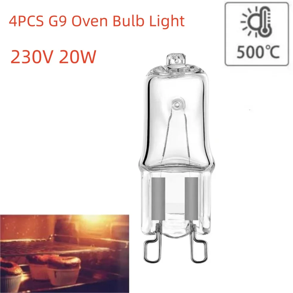 4PCS 230V 20W G9 Oven Light High Tempe Resistant Durable Bulb Lamp for Ovens Fans Etc.