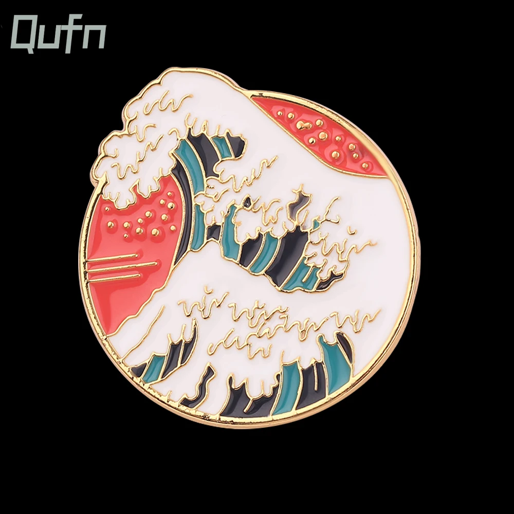 Cool Summer Holiday Ocean jewelry Sea wave brooch Men women clothing backpack bag accessories Pins For Gift