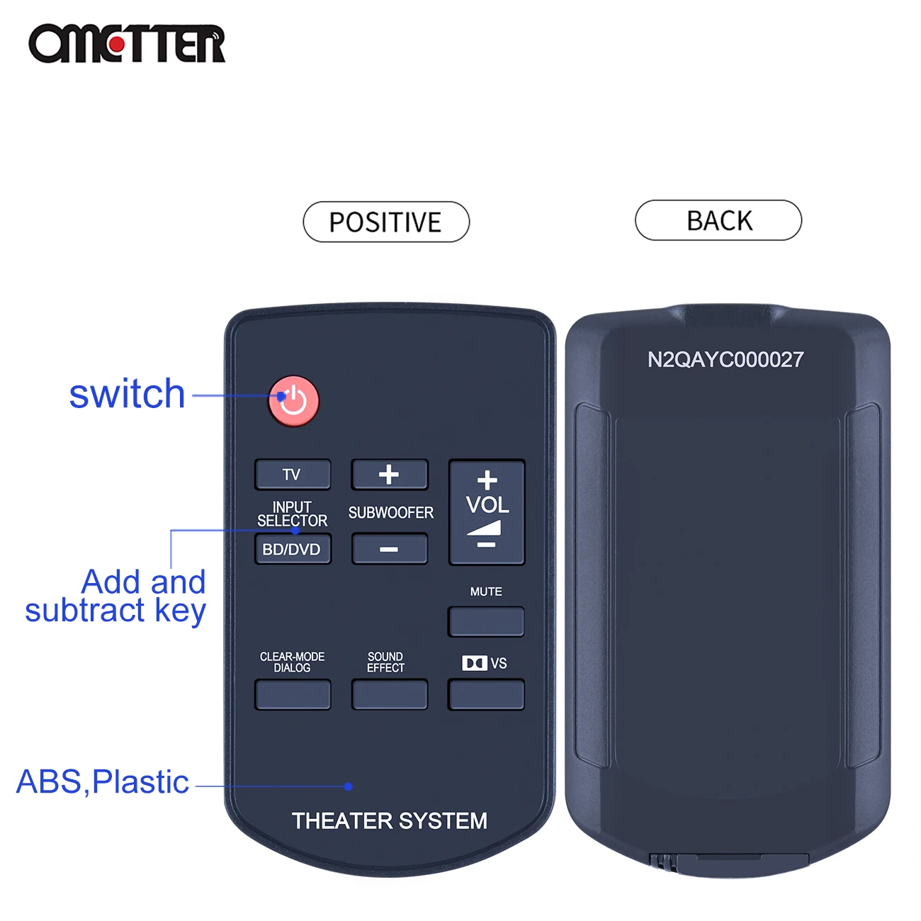 N2qayc000027 n2qayc000043 para panasonic sistema de teatro controle remoto SC-HTB10 SC-HTB500