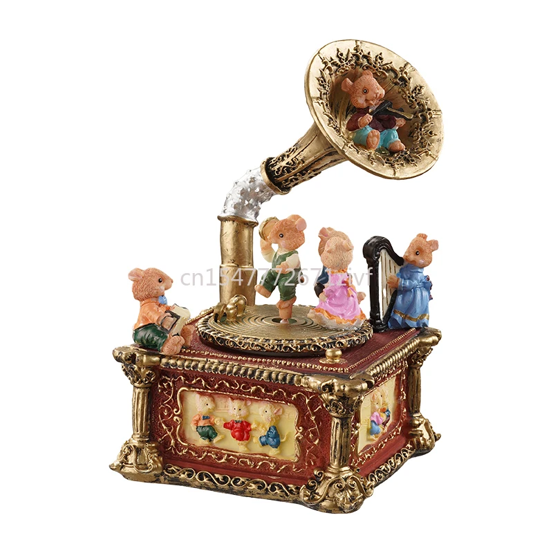 

Vintage Music Box Phonograph Ornament Clockwork Music Box Gift