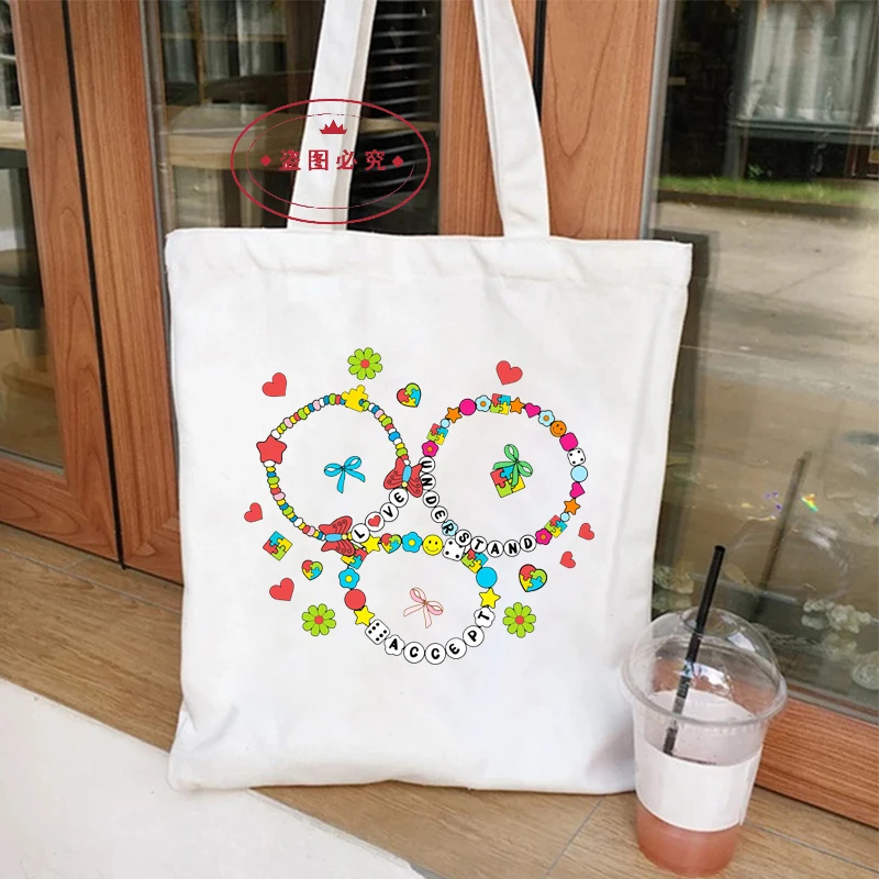 Accept Love Understand Graphics Women Handbags Harajuku Autism  Shoulder Bag Fashion Autism Tote Shopping Bag Side Bag Ladies